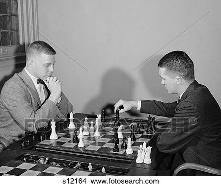 Picture - 1960S Two Men Playing Chess Game . Fotosearch