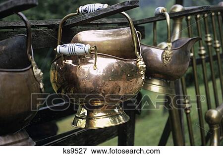 1970S Antique Copper Coal Buckets In North Carolina Usa View Large Photo Image Stock Photo - 1970S Antique Copper Coal Buckets In North Carolina Usa. Fotosearch