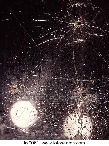 1970S Bullet Holes And Raindrops On Shattered Glass Windshield View Large Photo Image Stock Image - 1970S Bullet Holes And Raindrops On Shattered Glass Windshield . Fotosearch