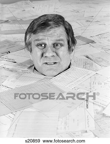 1970S Man Up To His Neck In Bills View Large Photo Image Stock Photo - 1970S Man Up To His Neck In Bills. Fotosearch