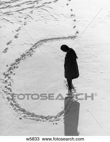 1970S Overhead View Of Woman Making Circular Tracks In Winter Snow Outdoor View Large Photo Image Stock Image - 1970S Overhead View Of Woman Making Circular Tracks In Winter Snow Outdoor. Fotosearch