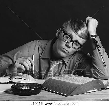 1970S Young Man Studying Reading Books Leaning On Arm View Large Photo Image Stock Photograph - 1970S Young Man Studying Reading Books Leaning On Arm. Fotosearch