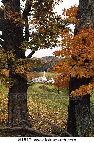 1980S Autumn Landscape With New England Village Waits River Vermont View Large Photo Image Stock Photo - 1980S Autumn Landscape With New England Village Waits River Vermont. Fotosearch