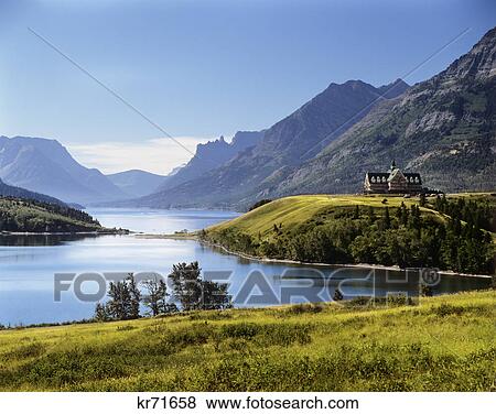 1980S Prince Of Wales Hotel Waterton Lakes National Park Canada View Large Photo Image Stock Photo - 1980S Prince Of Wales Hotel Waterton Lakes National Park Canada . Fotosearch