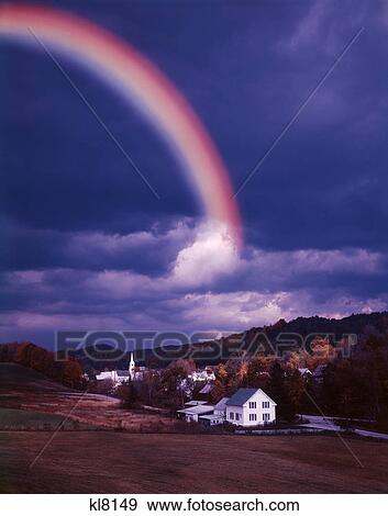 1980S Rainbow In Stormy Sky Over East Corinth Vermont Usa View Large Photo Image Stock Photo - 1980S Rainbow In Stormy Sky Over East Corinth Vermont Usa. Fotosearch