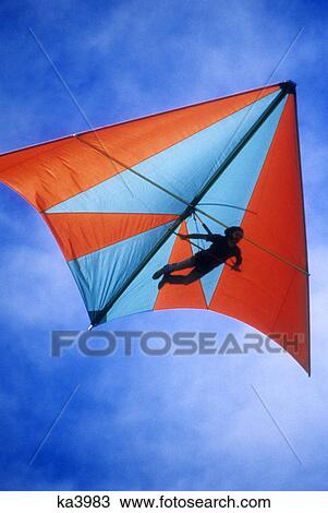 1980S Red & Blue Hang Glider View Large Photo Image Stock Image - 1980S Red & Blue Hang Glider. Fotosearch