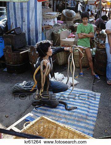 1980S Snake Vendor Cheung Chau Hong Kong View Large Photo Image Picture - 1980S Snake Vendor Cheung Chau Hong Kong . Fotosearch