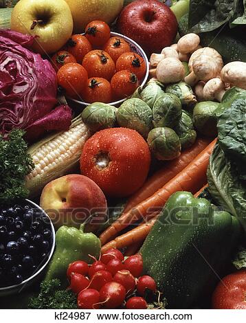 1980S Vegetables Still Life With Fruit View Large Photo Image Stock Photo - 1980S Vegetables Still Life With Fruit. Fotosearch