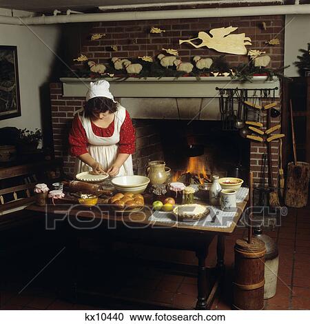 1980S Woman Cooking In Colonial Kitchen In Williamsburg Virginia Baking Pies View Large Photo Image Stock Image - 1980S Woman Cooking In Colonial Kitchen In Williamsburg Virginia Baking Pies. Fotosearch