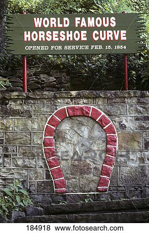 1990S 1854 Sign And Stone Horseshoe At Historic Pennsylvania Railroad Horseshoe Curve Near Altoona Pennsylvania Usa View Large Photo Image Stock Photo - 1990S 1854 Sign And Stone Horseshoe At Historic Pennsylvania Railroad Horseshoe Curve Near Altoona Pennsylvania Usa. Fotosearch