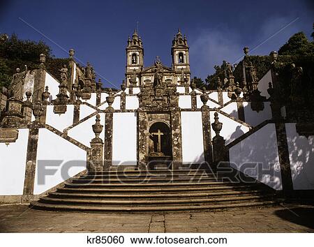 1990S Beautiful Baroque Staircase Leading Up To Neo-Classical Church Of Bom Jesus Northern Portugal View Large Photo Image Stock Image - 1990S Beautiful Baroque Staircase Leading Up To Neo-Classical Church Of Bom Jesus Northern Portugal . Fotosearch