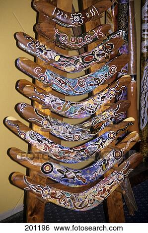 1990S Cairns, Australia 9 Boomerangs Decorated With Aborigine Hand Painted Designs View Large Photo Image Stock Photograph - 1990S Cairns, Australia 9 Boomerangs Decorated With Aborigine Hand Painted Designs. Fotosearch