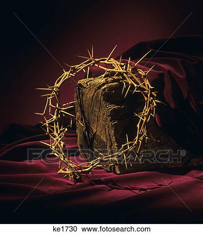 1990S Crown Of Thorns On Wooden Beam And Red Velvet View Large Photo Image Stock Image - 1990S Crown Of Thorns On Wooden Beam And Red Velvet . Fotosearch