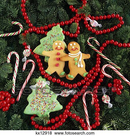 1990S Gingerbread Cookies And Candies On Christmas Tree View Large Photo Image Stock Photo - 1990S Gingerbread Cookies And Candies On Christmas Tree. Fotosearch