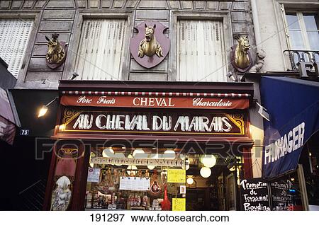 1990S Horse Meat Butcher Paris France View Large Photo Image Stock Photo - 1990S Horse Meat Butcher Paris France . Fotosearch