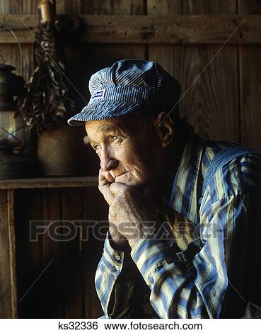 1990S Portrait Of Elderly Man In Blue And White Striped Train Engineers Hat View Large Photo Image Stock Photograph - 1990S Portrait Of Elderly Man In Blue And White Striped Train Engineers Hat . Fotosearch