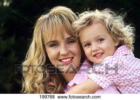 1990S Portrait Of Mother And Daughter Outdoors View Large Photo Image Stock Photo - 1990S Portrait Of Mother And Daughter Outdoors . Fotosearch