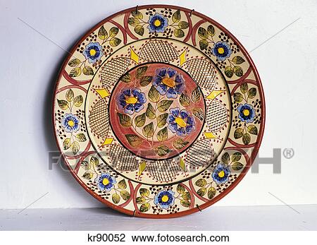 Stock Image - 1990S Portuguese Hand Painted Pottery Lisbon Portugal . Fotosearch