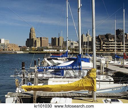 1990S Skyline From The Erie Basin Marina Buffalo New York State Usa View Large Photo Image Stock Image - 1990S Skyline From The Erie Basin Marina Buffalo New York State Usa. Fotosearch