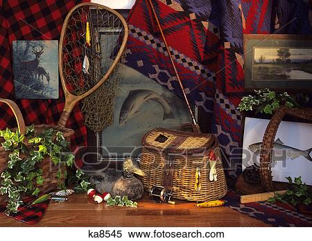 1990S Still Life With Nostalgic Fishing Gear View Large Photo Image Stock Photography - 1990S Still Life With Nostalgic Fishing Gear. Fotosearch