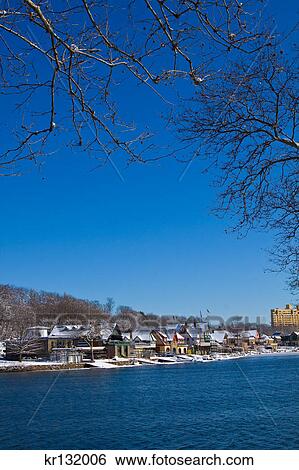 2000S Boathouse Row In Winter Snow Bright Blue Cloudless Sky Philadelphia Schuylkill River View Large Photo Image Stock Photograph - 2000S Boathouse Row In Winter Snow Bright Blue Cloudless Sky Philadelphia Schuylkill River. Fotosearch