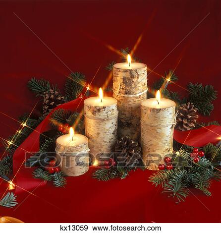 2000S Christmas Still Life With Bark Covered Candles Greens And Pine Cones View Large Photo Image Stock Photo - 2000S Christmas Still Life With Bark Covered Candles Greens And Pine Cones. Fotosearch