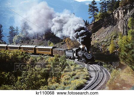 Narrow Gauge Steam Railroad Train Durango Silverton, Co View Large Photo Image Stock Photo - Narrow Gauge Steam Railroad Train Durango Silverton, Co. Fotosearch