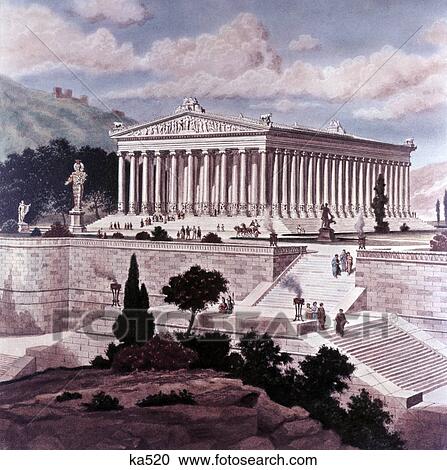 Stock Image - Seven Wonders Of The Ancient World Illustration 550Bc Temple Of Diana Artemis At Ephesus. Fotosearch