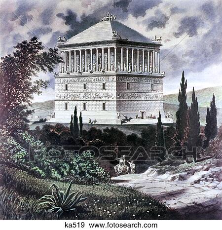 Seven Wonders Of The Ancient World Illustration 351Bc Tomb Of Mausolus Turkey View Large Photo Image Stock Photo - Seven Wonders Of The Ancient World Illustration 351Bc Tomb Of Mausolus Turkey. Fotosearch