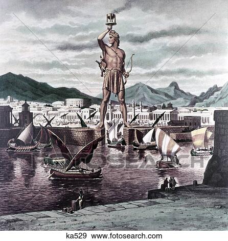 Seven Wonders Of The Ancient World Illustration 292Bc Colossus Of Rhodes View Large Photo Image Stock Photo - Seven Wonders Of The Ancient World Illustration 292Bc Colossus Of Rhodes. Fotosearch