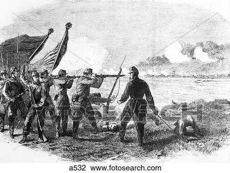 1800S 1860S August 31 1861 First Battle Of Bull Run New York Regiment Firing On Alabama Troops American Civil War View Large Photo Image Stock Image - 1800S 1860S August 31 1861 First Battle Of Bull Run New York Regiment Firing On Alabama Troops American Civil War . Fotosearch