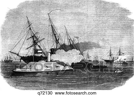 1800S 1860S Confederate Ironclad Gunboat Attack On Union Blockade Squadron Off Charleston South Carolina 1863 View Large Photo Image Stock Image - 1800S 1860S Confederate Ironclad Gunboat Attack On Union Blockade Squadron Off Charleston South Carolina 1863 . Fotosearch