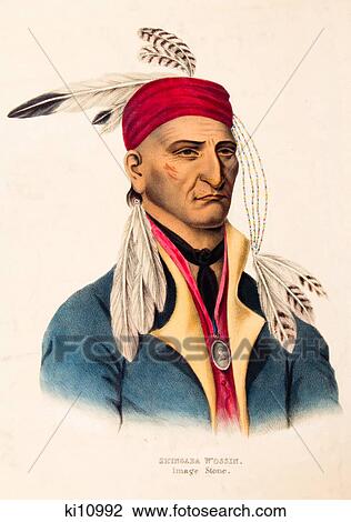 1800S Portrait Of Chippewa Chief Image Stone Or Shingaba W'Ossin Sided With The British In War Of 1812 View Large Photo Image Stock Image - 1800S Portrait Of Chippewa Chief Image Stone Or Shingaba W'Ossin Sided With The British In War Of 1812 . Fotosearch