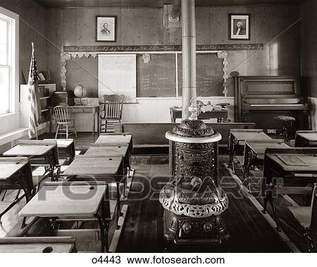 1900S Old Time Pioneer Classroom With Piano & Wood-Burning Stove View Large Photo Image Stock Image - 1900S Old Time Pioneer Classroom With Piano & Wood-Burning Stove . Fotosearch