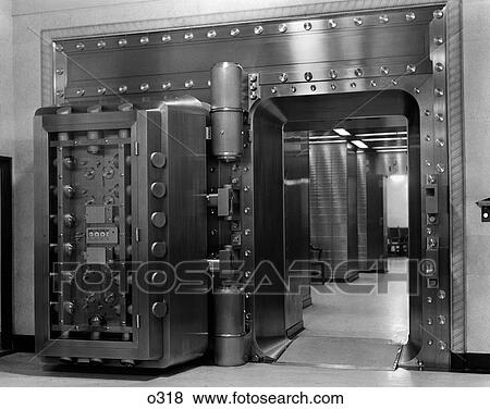 1940S 1950S Bank Interior Massive Vault Door Indoor View Large Photo Image Stock Photo - 1940S 1950S Bank Interior Massive Vault Door Indoor. Fotosearch