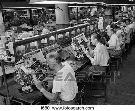 1950S Men In Electronics Factory Working On Television Assembly Line Indoor View Large Photo Image Stock Image - 1950S Men In Electronics Factory Working On Television Assembly Line Indoor. Fotosearch