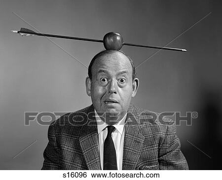 1960S Portrait Man With Arrow Through Apple On Head Looking At Camera View Large Photo Image Stock Photograph - 1960S Portrait Man With Arrow Through Apple On Head Looking At Camera. Fotosearch