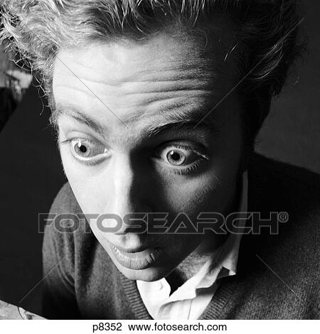 1970S Extreme Close-Up Of Man Character With Bulging Eyes & Messy Hair View Large Photo Image Stock Image - 1970S Extreme Close-Up Of Man Character With Bulging Eyes & Messy Hair. Fotosearch
