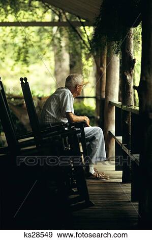 1980S Elderly Senior Man Sitting On Porch In Rocking Chair View Large Photo Image Stock Photo - 1980S Elderly Senior Man Sitting On Porch In Rocking Chair. Fotosearch