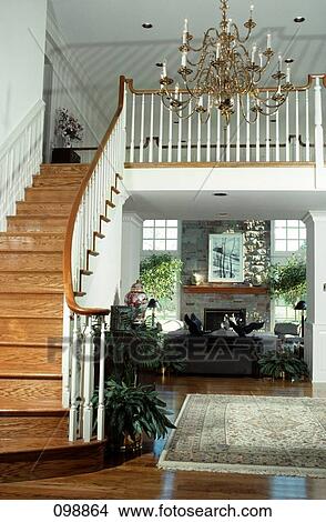 1980S Foyer And Staircase View Large Photo Image Picture - 1980S Foyer And Staircase . Fotosearch