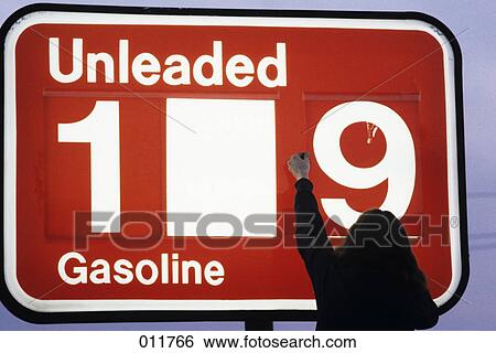 1980S Person Changing Gasoline Prices Sign View Large Photo Image Stock Photograph - 1980S Person Changing Gasoline Prices Sign. Fotosearch