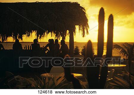 Beach Bar At Sunset Habitat Dive Resort Bonaire Dutch Caribbean West Indies View Large Photo Image Stock Photo - Beach Bar At Sunset Habitat Dive Resort Bonaire Dutch Caribbean West Indies . Fotosearch