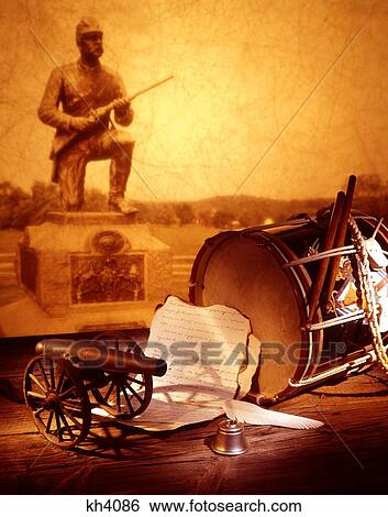 Civil War Era Still Life Cannon Drum Parchment Paper Quill Feather Pen Statue View Large Photo Image Stock Photograph - Civil War Era Still Life Cannon Drum Parchment Paper Quill Feather Pen Statue . Fotosearch