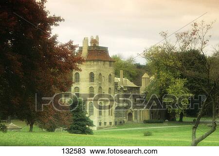 Stock Image - Fonthill In Fall Doylestown Pennsylvania . Fotosearch