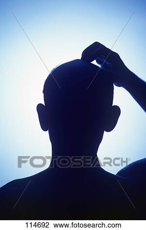 Silhouette Bald Man Scratching His Head View Large Photo Image Stock Image - Silhouette Bald Man Scratching His Head . Fotosearch