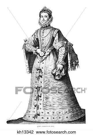 Stock Image - 1400S 1500S 1490S Queen Isabella Spain Sponsored Christopher Columbus Voyage 1492 To New World . Fotosearch