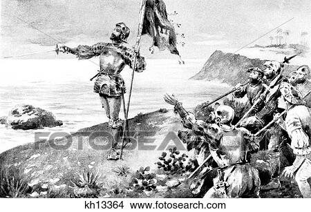 Picture - 1500S September 1513 Vasco Balboa Discovering The Pacific Ocean The South Sea . Fotosearch