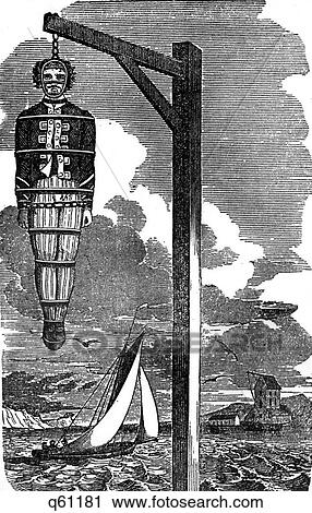 Stock Image - 1600S May 1701 Public Hanging In Chains Pirate William Kidd After Conviction For Murder & Piracy On High Seas. Fotosearch