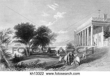 1800S 1850 Drawing Of Mount Vernon Home Of President George Washington View Large Photo Image Stock Image - 1800S 1850 Drawing Of Mount Vernon Home Of President George Washington . Fotosearch