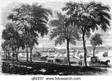 1800S 1850S 1853 View Of New London Ct Usa With Fort Trumbull In Center And Groton Village To The Right View Large Photo Image Stock Photo - 1800S 1850S 1853 View Of New London Ct Usa With Fort Trumbull In Center And Groton Village To The Right . Fotosearch